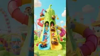 Colorful Excavators on the Giant Slide! 🌈🚜 | Fun Kids Animation