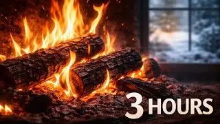 Burning Fireplace Sounds 🔥 3 Hours Cozy Winter Morning Ambience
