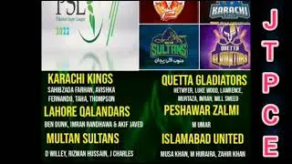 PSL (Pakistan Super League) Mini Draft Pick 2022/Karachi/Lahore/Guetta/Islamabad/Multan/Peshawar