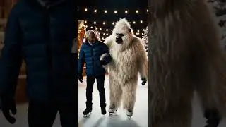 Yeti and a man doing ice skating 😅 #ai #funny #funnymoment #aishorts #yeti #fyp #viral #iceskating