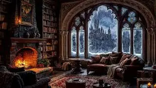 🔥 Hidden Winter Castle | No Music Fireplace Sounds & Snowfall for Stress Relief & Sleep