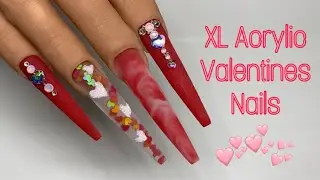 XL Acrylic Valentines Nails | Beginner Friendly Nails | Valentine Nails Designs