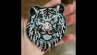 Майстер клас брошка Тигр вишивка бісером года DIY brooch embroidery with beads Tiger symbol of 2022