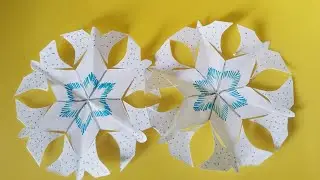 Diy Paper Flower for Easy Paper Snowflake Flower Making ||watch the time please like ❤️❄️❄️