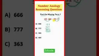 123:444::231:?/Number anology/ Reasoning questions #maths  #shorts