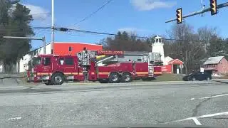 Concordville Tower59, Engine 59 and Fire Police responding to a building fire in  Chadds Ford 3-8-23