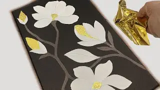 Step-by-Step Acrylic Painting with Texture Paste & Gold Leaf – Must Try! #decorative #texture