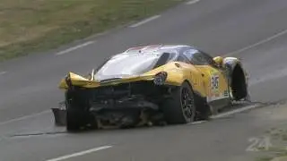 20110611 Dennis Andersen Ferrari Challenge Europa at Le Mans Crash