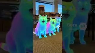 Ai Generated Nonsense - Bored At The Office - Neon Cats - 2828 -