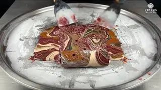 Turning Sanskrit Jasper into ice cream rolls, so pretty the brown swirls