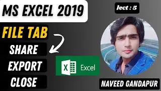 How to use Share, Export, Close in File Tab of MS Excel/ Urdu || Hindi