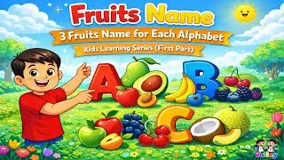 Fruits Name | 3 Fruits Name for Each Alphabet | Kids Learning Series (Part 1) } | Kids Valley