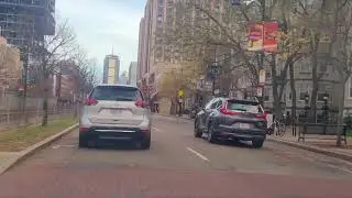 Driving on Commonwealth ave and Newbury st, Boston.