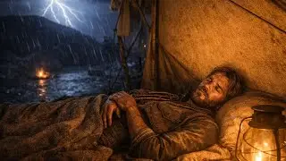 A Lonely Campfire Night in a Brutal Storm | Cozy Rain & Thunder ASMR RDR2