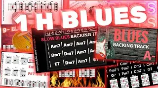 Base BLUES para improvisar (1 HORA de BLUES menor) con la pentat&oacute;nica🔥 backing track minor blues.
