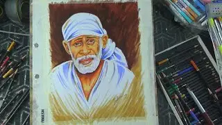 Saibaba color penciled sketch   How to use Grid metod2