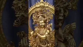 Brass Krishna idol height 32 inches for divine decor and spiritual ambiance. #KrishnaIdol
