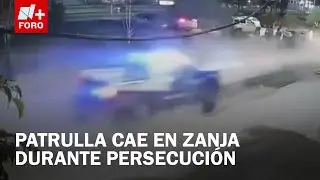 Patrulla cae en zanja de Avenida Central mientras persegu&iacute;a a sospechosos en moto - A Las Tres