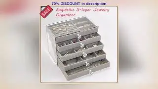 A must-have product! New 5 Layers Exquisite Gray Jewelry Box Earrings Ring Drawer Type Storage Box