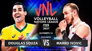 Brazil vs Serbia | VNL 2021 | Highlights | Douglas Souza vs Marko Ivovic