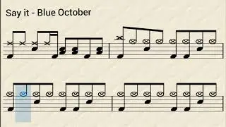 Say it - Blue October (drum score sheet sight reading партия барабанов ноты)