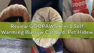 Review GOOPAWS 4 in 1 Self Warming Burrow Cat Bed, Pet Hideway Sleeping Cuddle Cave (Burgundy)
