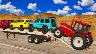 Flatbed Truck Mcqueen | Transportation with Truck - Pothole vs Car # - BeamNG.Drive