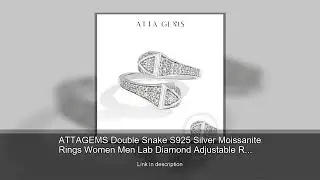 ATTAGEMS Double Snake S925 Silver Moissanite Rings Women Men Lab Diamond Adjustable Ring 18KGol