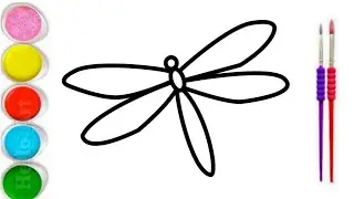 Dragonfly drawing, painting and coloring for kids and toddlers