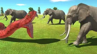Titanoboa Snake vs Elephant & Giraffe & Dinosaur | who will win | Animal Revolt Battle Simulator