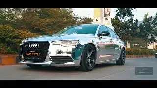 Luxury Car Wrap in Silver Chrome on Audi A6 at Bhandari's Car Style, Pune
