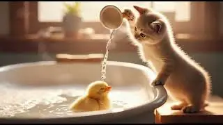 The little chick is enjoying a warm bath.#ai #chicken #cat #warm #bath #love 