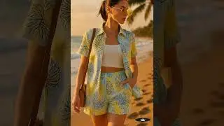Yellow Palm Linen Shorts Set for Women | Beachwear & Casual Look | Brand Black Jack #linencoordset
