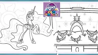 Coloring Princess Celestia and Pony Crown || My Little Pony Color by Magic
