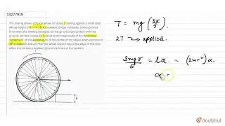 The drwing shows a bicycle wheel of radius r, resting against a small step whose height is `h = r//5