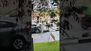 car crash into divider