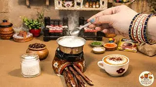 Miniature Cappuccino Coffee ☕ | Tiny Coffee Making ASMR | Miniature village| Desi miniature cooking