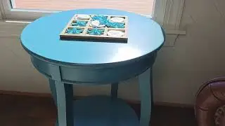 Acme Aberta Wooden Round End Table with Bottom Shelf in Teal