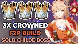 TRIPLE CROWNED F2P Yoimiya solo Childe boss (no buffs, no resonance)