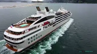 Le Soleal, a small cruise ship, arriving into Dunedin.