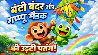 Bunty Monkey & Gappu Frog | Flying Kite Adventure 🪁 | Fun Kids Story 
