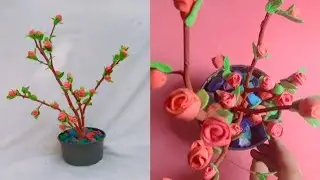 How to make flower tree by clay #claycraft #clay #clayart #flowers #shorts #craft 