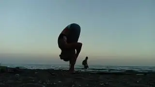 Evening beach yoga on Malibu beach, Benalmadena
