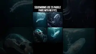 This eyeless alien swims with 25 paddles 👽🌊 #Squidworm #AlienCreature #DeepSeaAlien