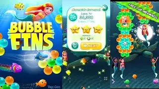BUBBLE FINS ◇ LEVEL 1 TO LEVEL 10 ◇ 3 STARS || FREE THE MERMAID || FUN GAMES