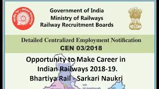 Railway Recruitment Board RRB Junior Engineer 2018 19 Employment Notification Highlights