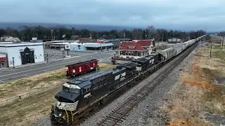 Norfolk Southern 123 with double mid dpu's Southbound in Spring City Tennessee 