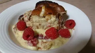 Chocolate and Raspberry Hot Cross Bun Pudding