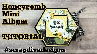Honeycomb Mini Album TUTORIAL | Scrap Diva Designs DTP | Echo Park Bee Happy 🐝