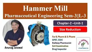 Hammer Mill || Chapter- Size Reduction || L-3 Unit-1 Pharma engineering / L-3 Ch-5 Pharmaceutics-I